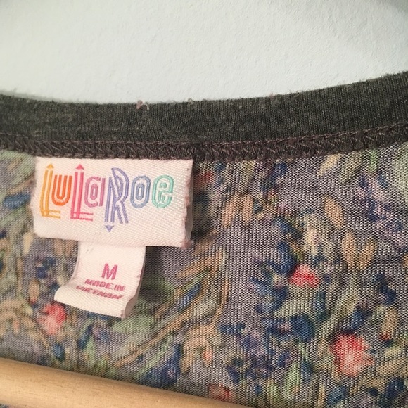 LuLaRoe Julia Dress Floral Red Gray Navy Medium - Picture 2 of 4